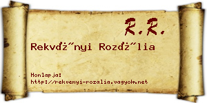 Rekvényi Rozália névjegykártya